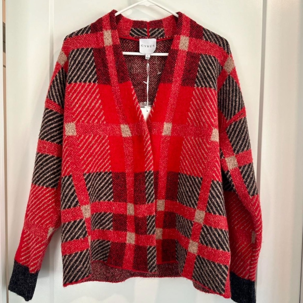 Red Plaid Cardigan